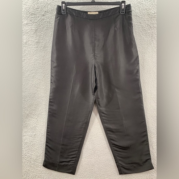 NWT Amanda Smith Pure Silk Women’s Plus Black Flat Side Zip Up Pants Size 14 - Picture 3 of 16